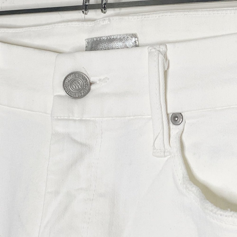 MOTHER Denim NWT White Looker Ankle Fray Raw Hem Jeans Little Miss Innocent 26 - Picture 6 of 16